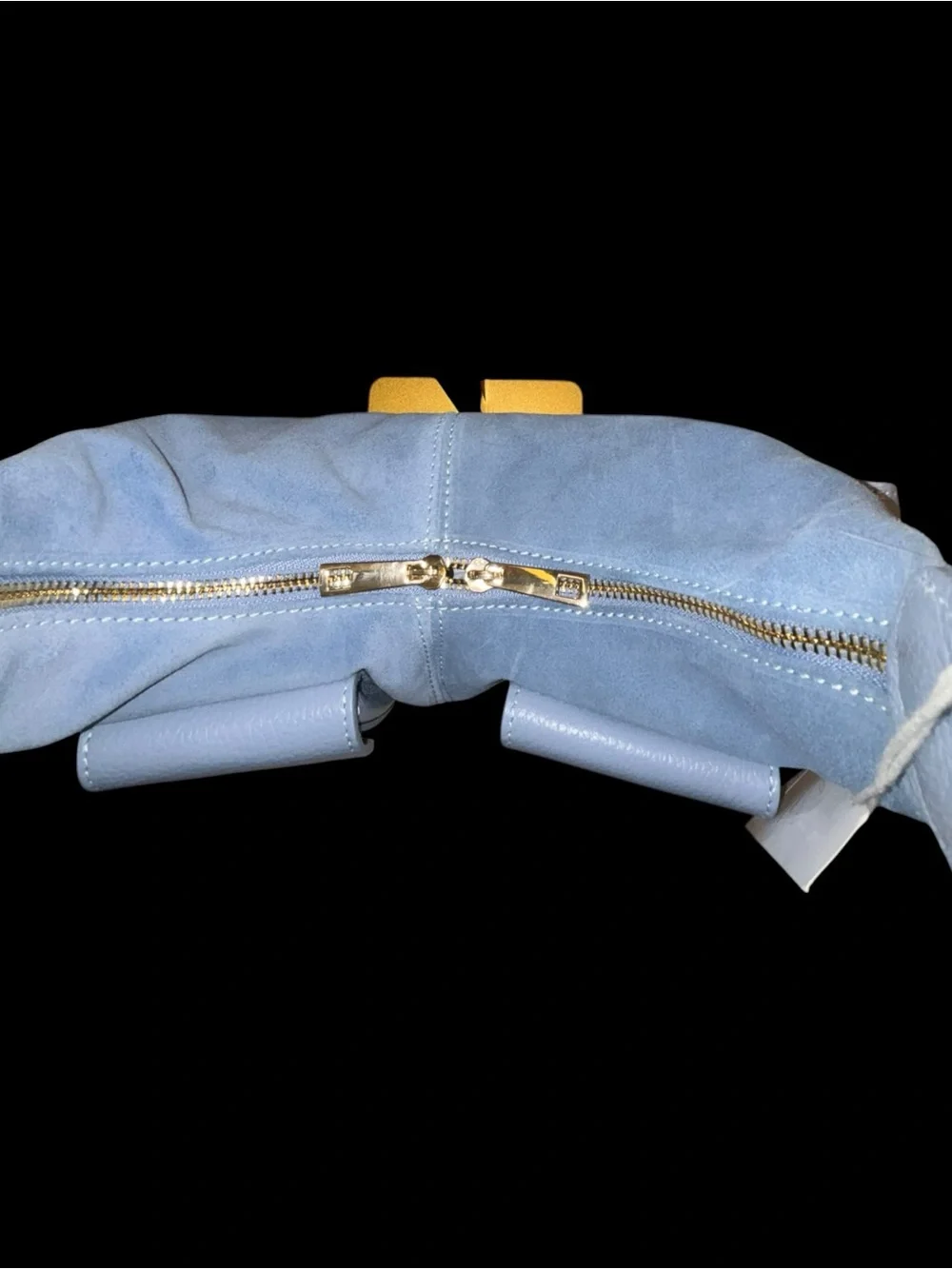 NWT Lilium Firenze Patty Suede Utility Shoulder Bag Crossbody Celeste Blue Italy